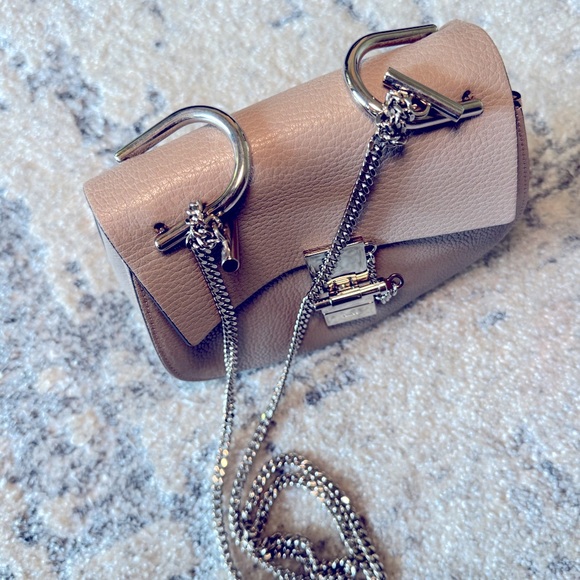 Chloe Grained Lambskin Drew Shoulder Gray Bag - Picture 2 of 10